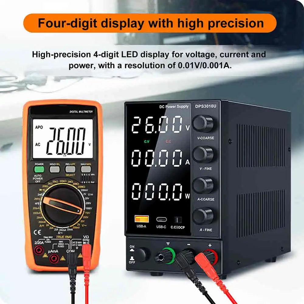 Fuente de Alimentación de Laboratorio Ajustable CC 30V/60V/120V – 5A/10A/3A con Pantalla LCD y Salida Estabilizada