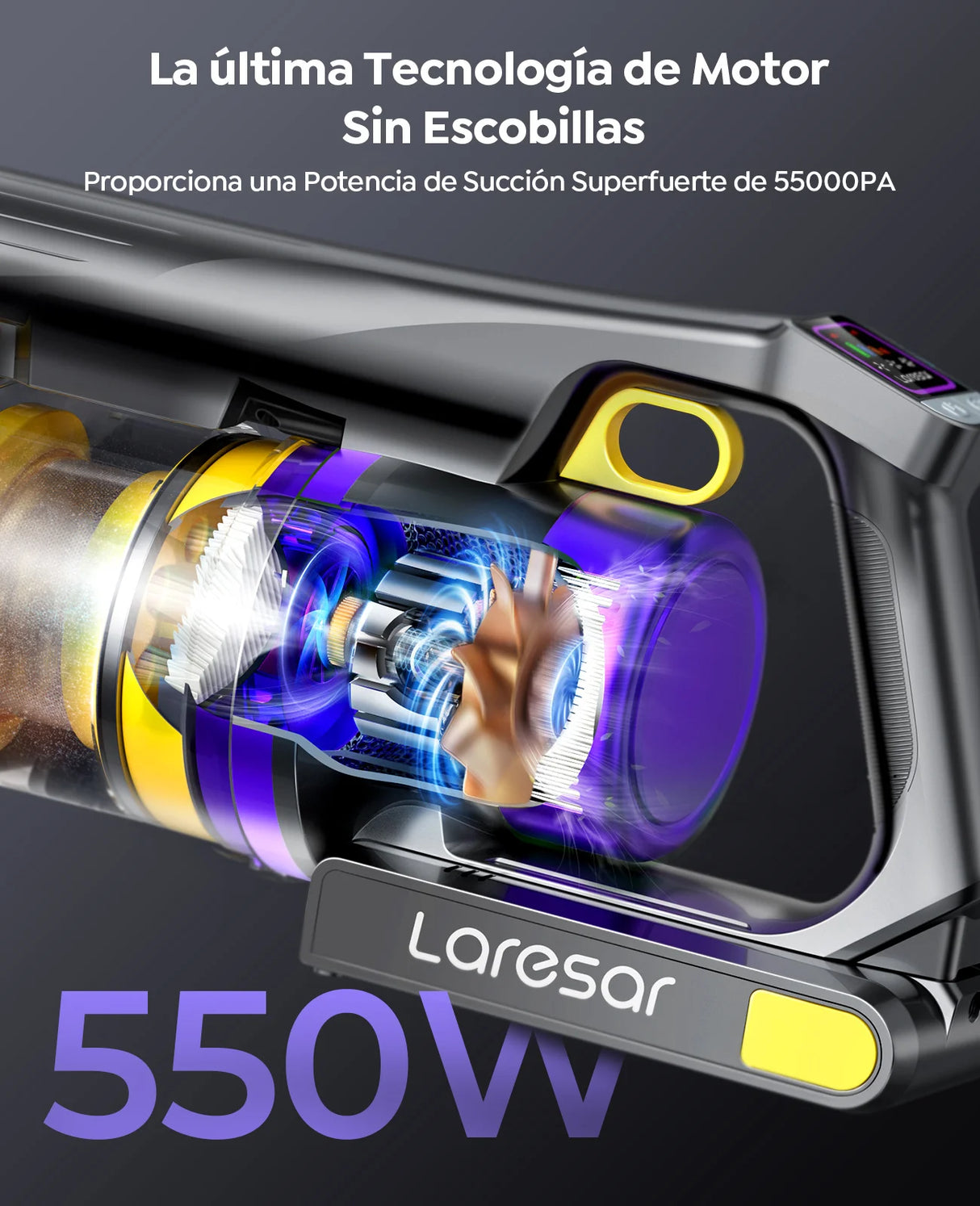 Aspiradora Escoba Sin Cable Laresar X11 – 550W, 55.000Pa, 60 Min de Autonomía y Filtros Extra