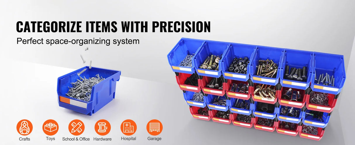 Contenedor de almacenamiento SucceBuy, contenedor organizador apilable de 24 Uds., estante escalonado independiente de 5x4x3 pulgadas para contenedor de apilamiento colgante de garaje