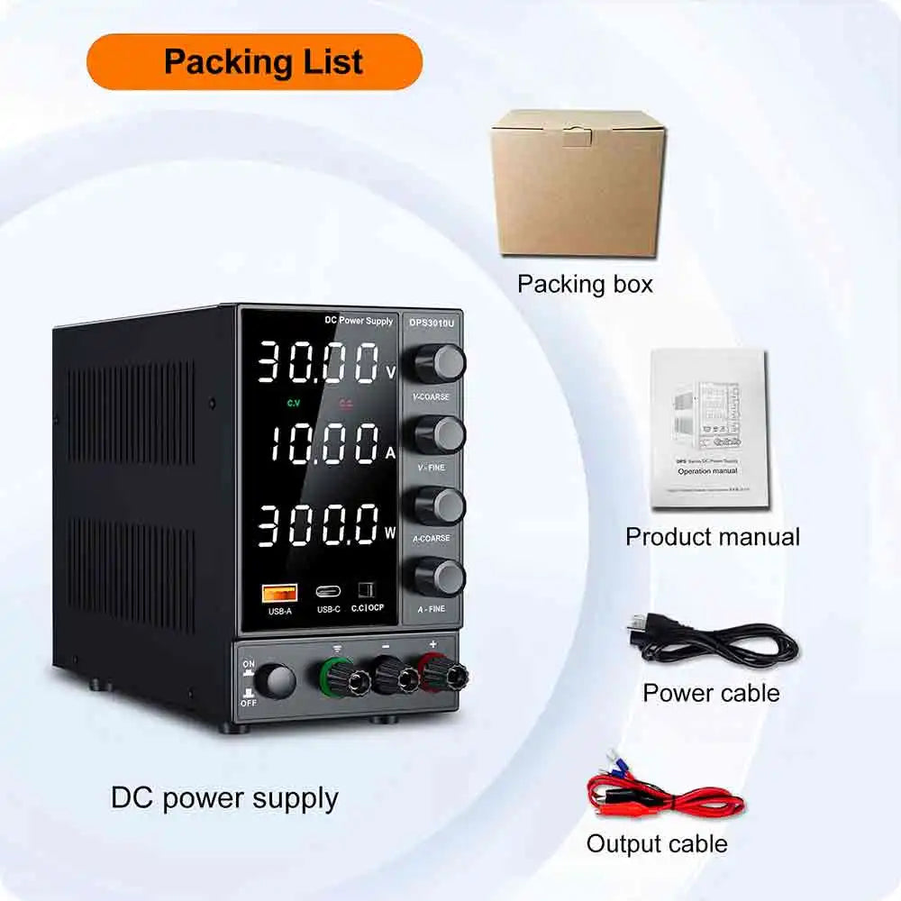 Fuente de Alimentación de Laboratorio Ajustable CC 30V/60V/120V – 5A/10A/3A con Pantalla LCD y Salida Estabilizada