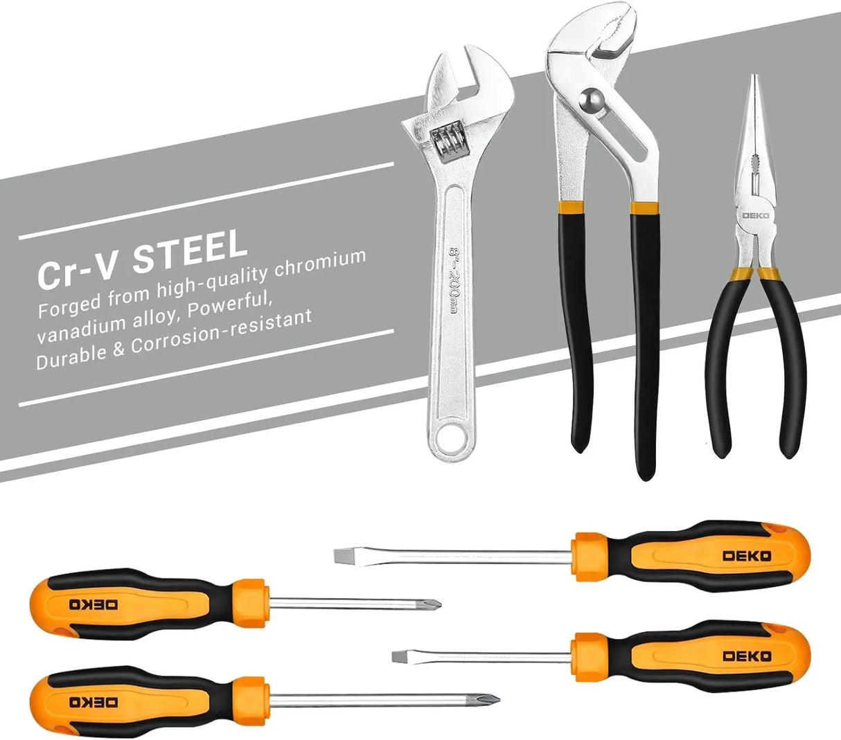 DEKO DKMT192 Juego de Herramientas Mecánicas 192 Piezas – Kit Completo de Llaves de Tubo con Estuche para Reparación de Automóviles y Bricolaje