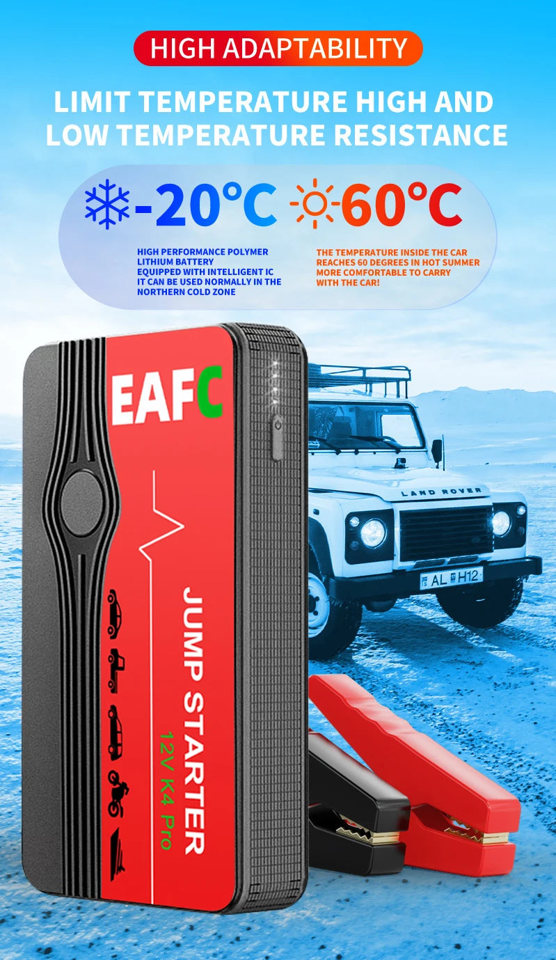 Arrancador de Batería de Coche 600A 12V con USB, Luz LED y SOS