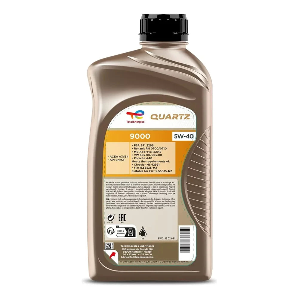 otal Quartz 9000 5W40 1L – Aceite Sintético de Protección Avanzada para Motor