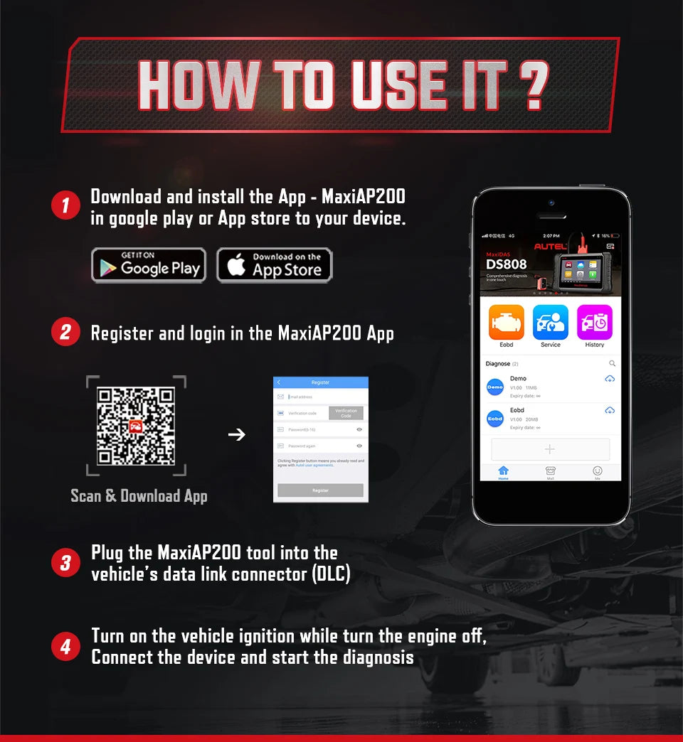 Autel MaxiAP AP200 Escáner OBD2 Bluetooth – Diagnóstico Completo de Todo el Sistema, TPMS y EPB para Coche