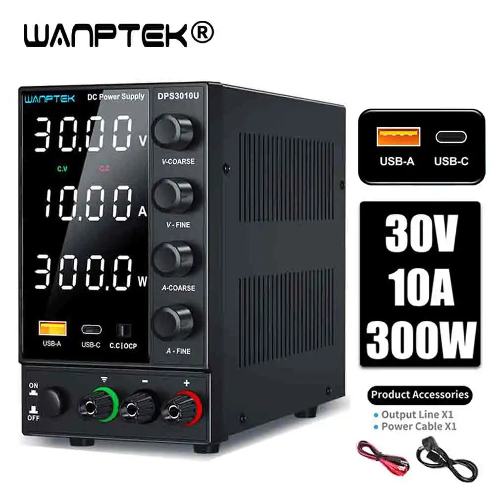 Fuente de Alimentación de Laboratorio Ajustable CC 30V/60V/120V – 5A/10A/3A con Pantalla LCD y Salida Estabilizada