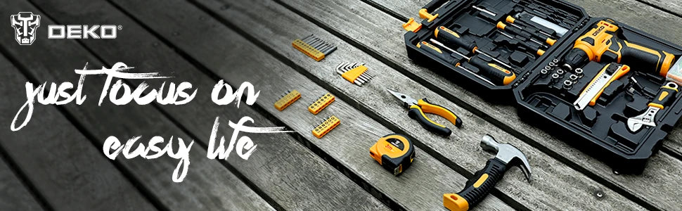 Kit de Herramientas DEKO 8V Inalámbrico – Taladro 3/8” 10 mm Sin Llave con Accesorios para Hogar