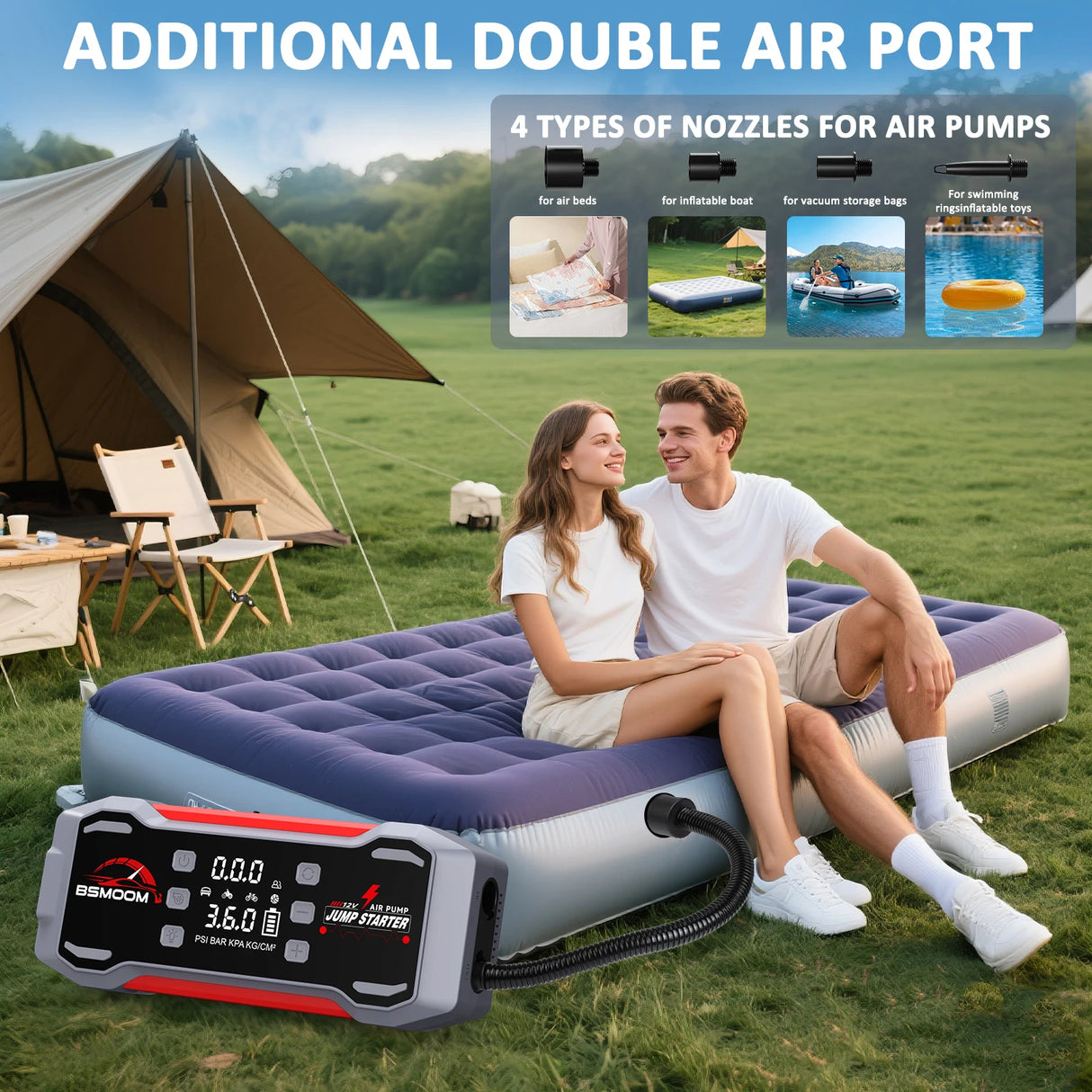 Arrancador de Coche 8000/9000A con Compresor 150 PSI – Booster Batería Portátil para Gasolina y Diésel