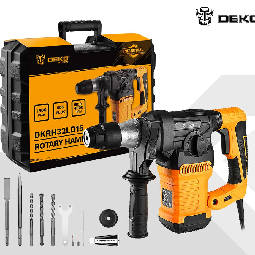 Martillo Perforador DEKO DKRH32LD1 2000W 220V – Taladro de Impacto y Demolición Multifuncional con 6 Accesorios