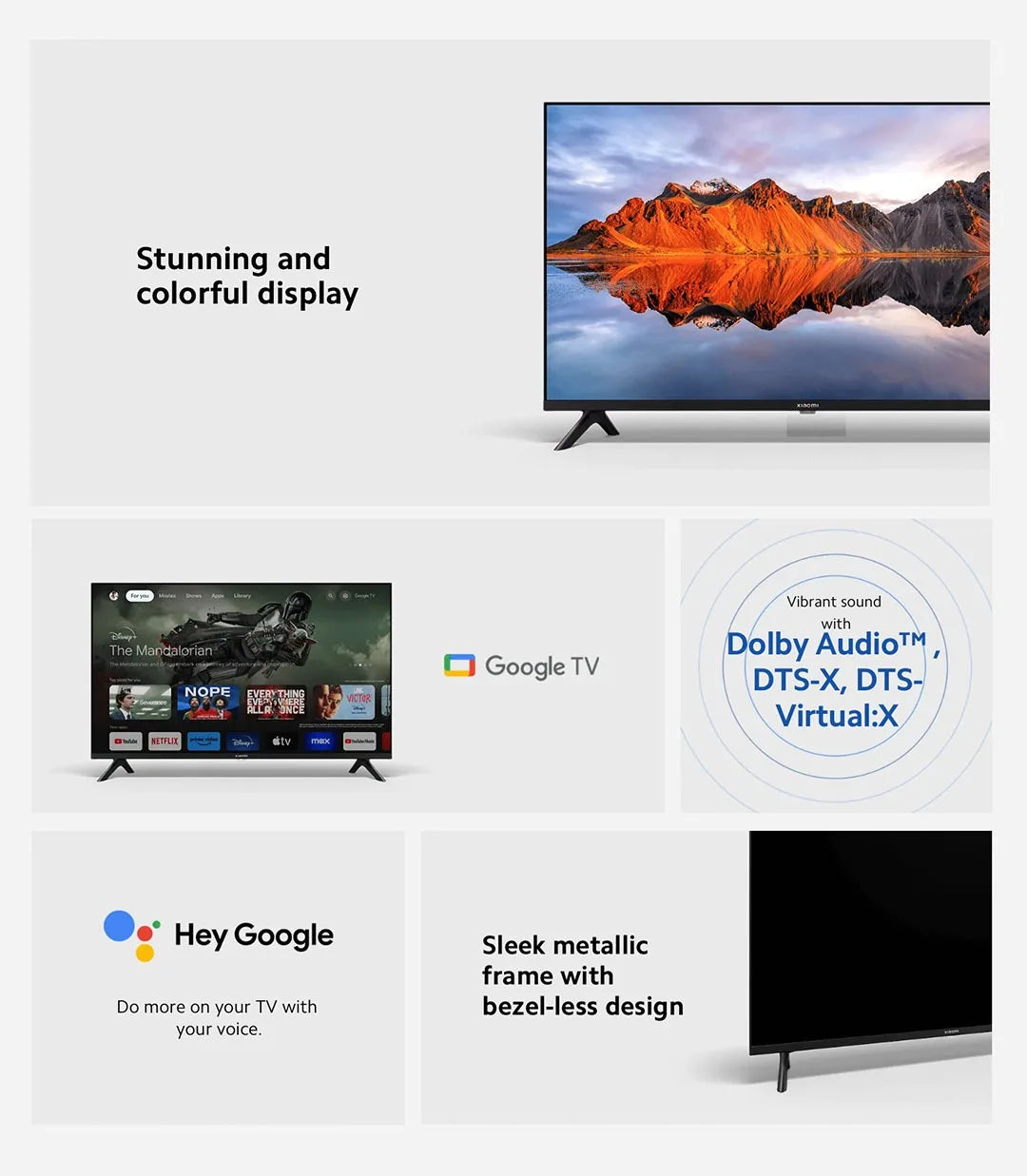Smart TV Xiaomi TV A 32 pulgadas HD con Dolby Audio, DTS-X y DTS Virtual:X, diseño metálico compacto y sonido envolvente