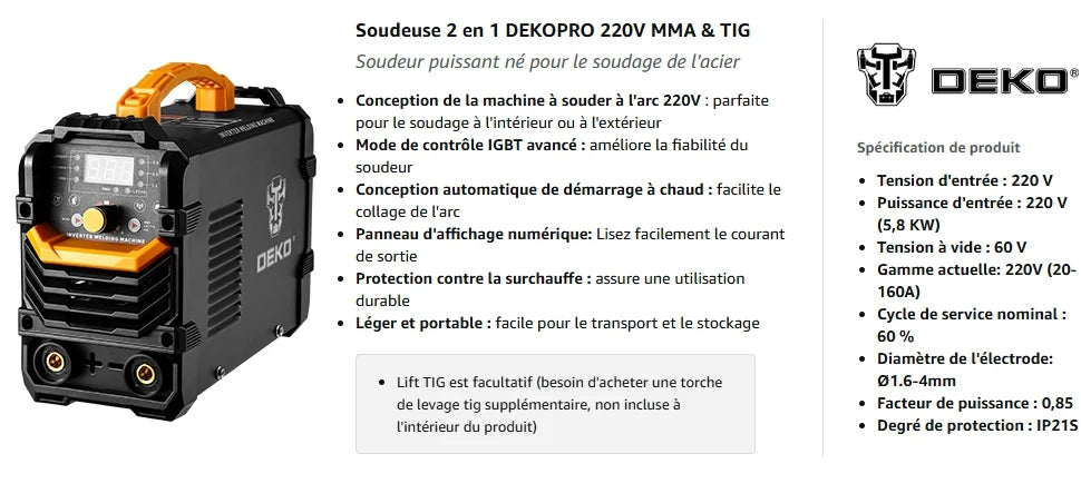 Estación de Soldadura DEKO LCD 220V MMA 160A – Inverter IGBT con Pantalla Digital y Accesorios