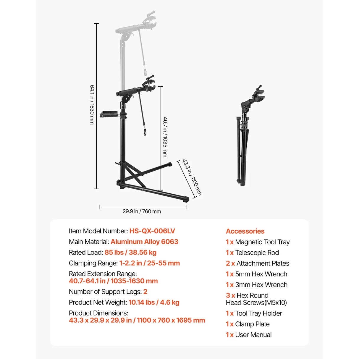 Soporte de Reparación de Bicicletas SucceBuy Plegable – Caballete de Trabajo Ajustable Alta Resistencia (30-50 kg), Soporte de Mantenimiento para MTB y Bicicleta de Carretera