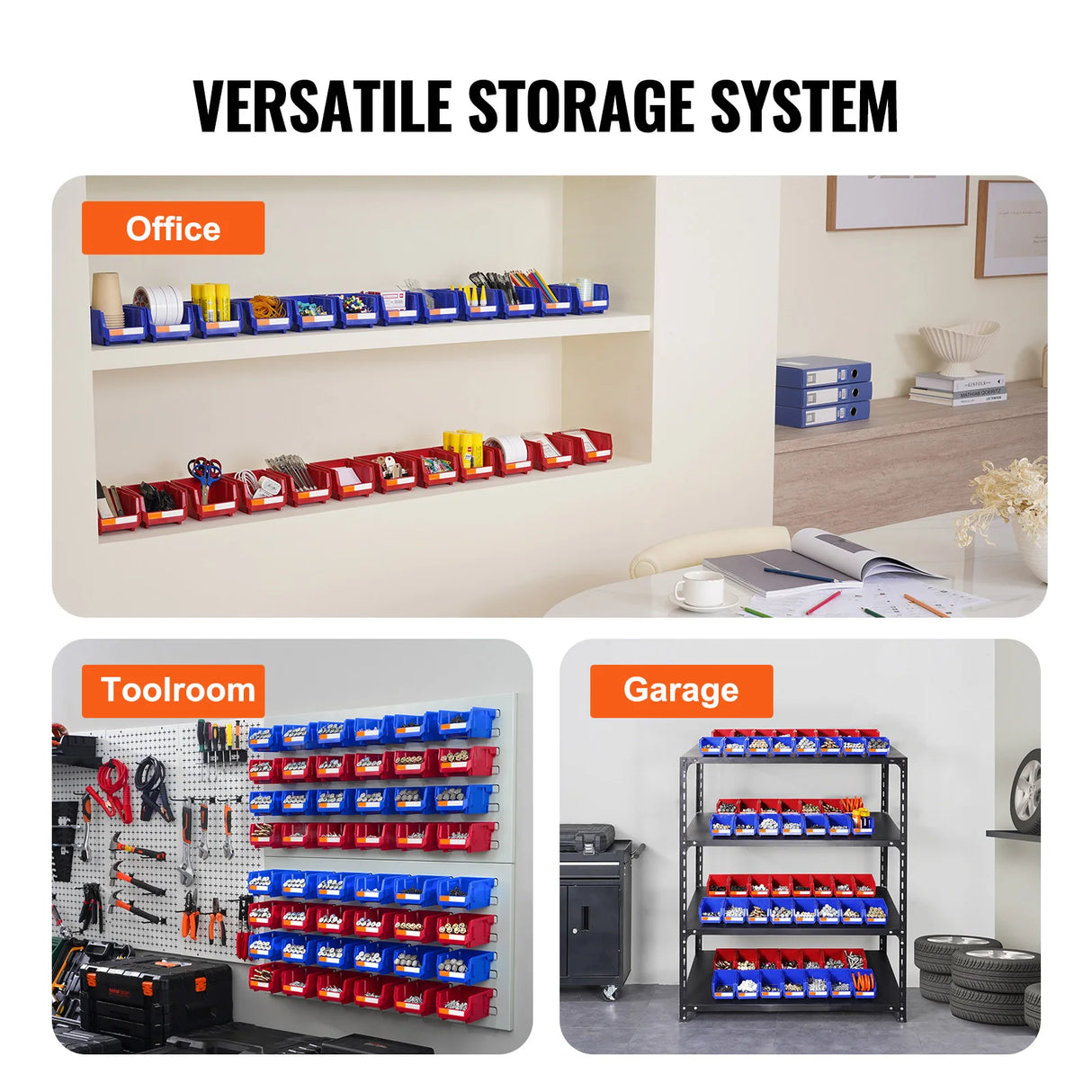 Contenedor de almacenamiento SucceBuy, contenedor organizador apilable de 24 Uds., estante escalonado independiente de 5x4x3 pulgadas para contenedor de apilamiento colgante de garaje