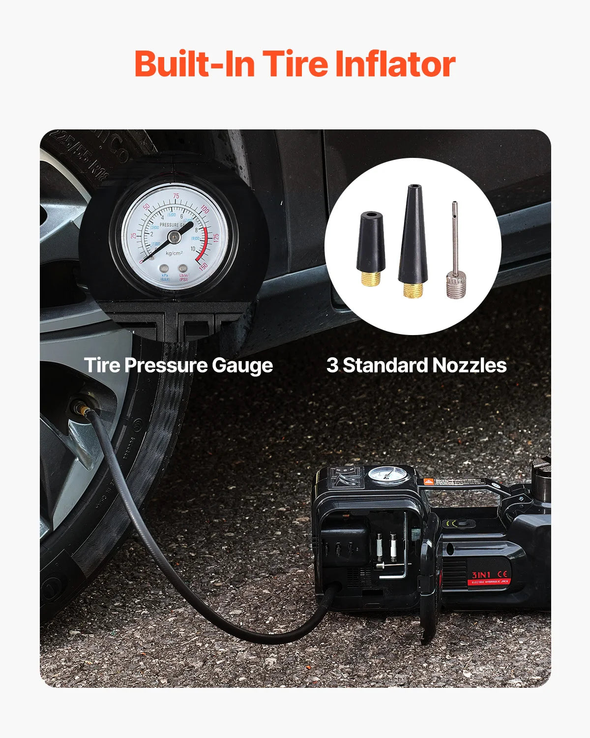 Gato de tijera eléctrico 5T 12V SucceBuy con llave de impacto, compresor de aire y luz LED, kit completo para coche SUV y camión