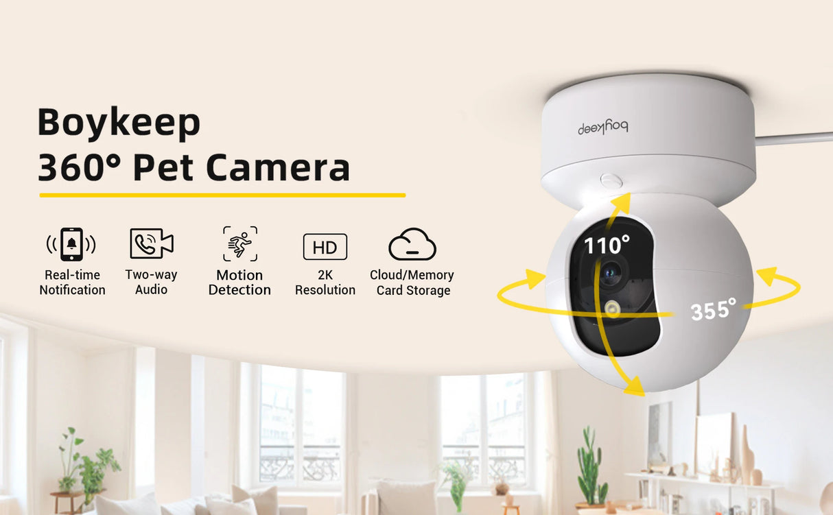 Cámara Inteligente BoyKeep 2K K30 – Vigilancia WiFi 5G/2.4GHz, 360° y Audio Bidireccional