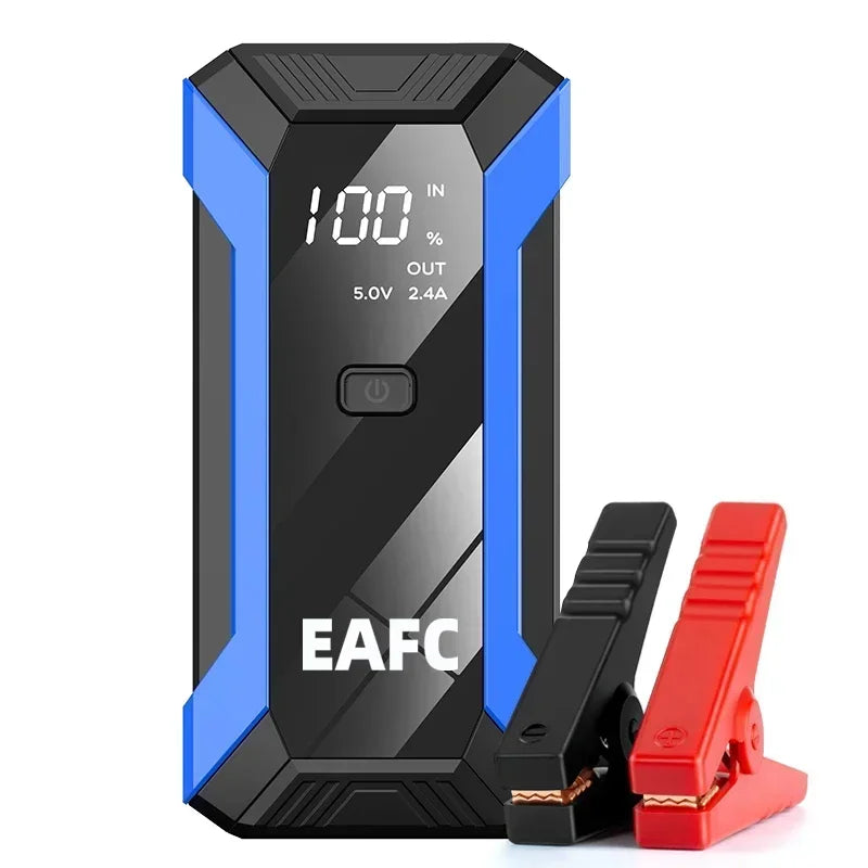 Arrancador de Batería Coche 1200A 12V EAFC | Power Bank 20000mAh con Carga Inalámbrica, LED SOS y Martillo de Emergencia