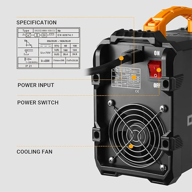 Estación de Soldadura DEKO LCD 220V MMA 160A – Inverter IGBT con Pantalla Digital y Accesorios