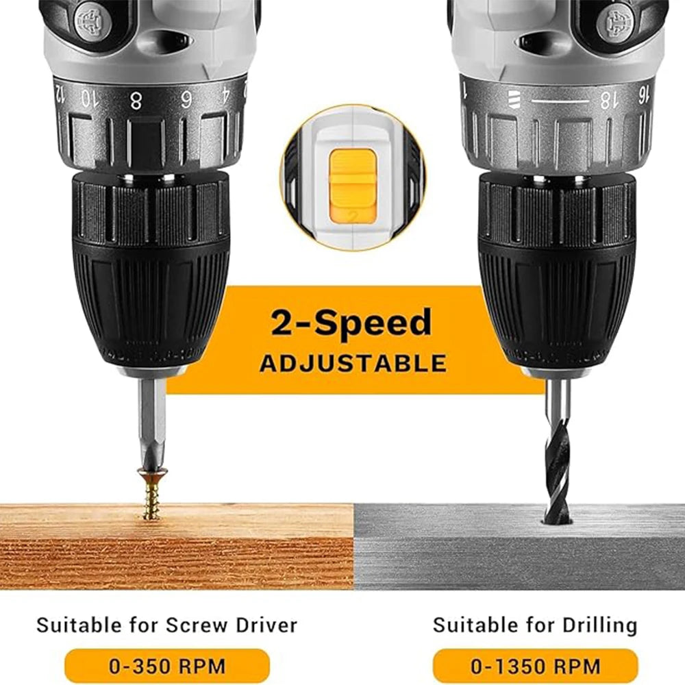 Taladro Inalámbrico DEKO 20V con Batería y Cargador – Kit Ligero para Bricolaje y Carpintería Doméstica