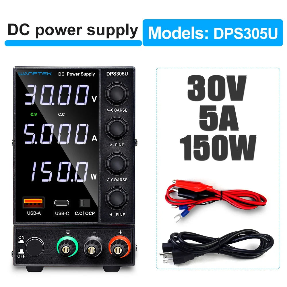 Fuente de Alimentación de Laboratorio Ajustable CC 30V/60V/120V – 5A/10A/3A con Pantalla LCD y Salida Estabilizada