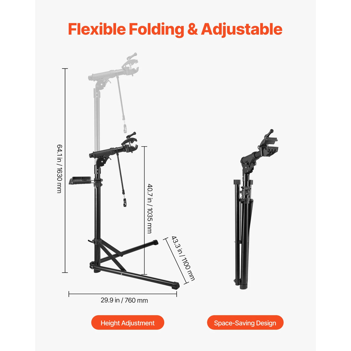Soporte de Reparación de Bicicletas SucceBuy Plegable – Caballete de Trabajo Ajustable Alta Resistencia (30-50 kg), Soporte de Mantenimiento para MTB y Bicicleta de Carretera