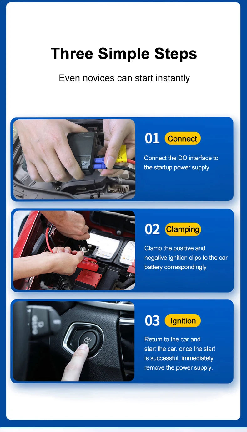 Arrancador de Batería de Coche 600A 12V con USB, Luz LED y SOS