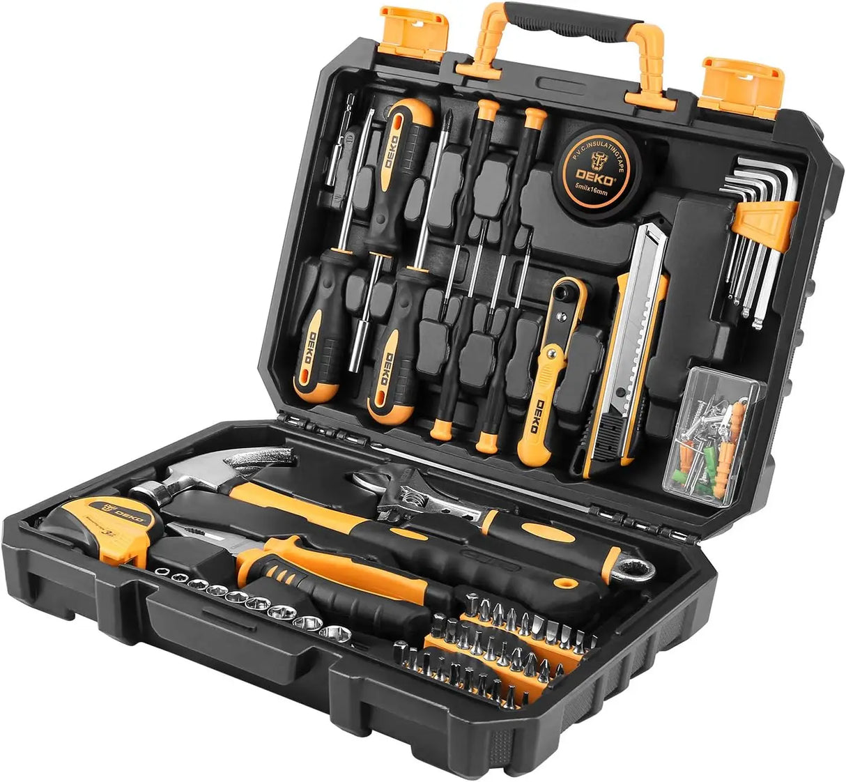 Maletín de Herramientas DEKO 100 Piezas – Kit Completo de Reparación para el Hogar con Caja