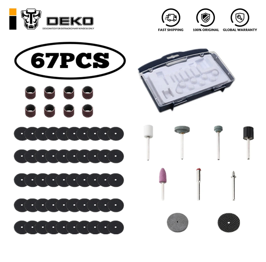 Herramienta Rotativa DEKO Grabador Abrasivo – Kit de Accesorios para Lijar, Pulir y Cortar
