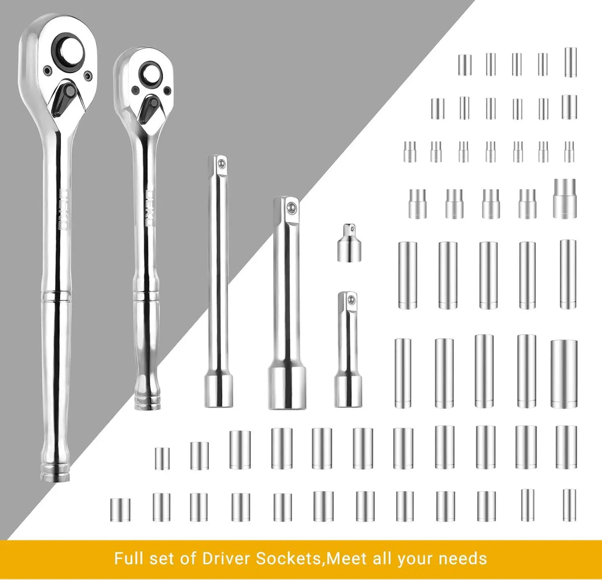 DEKO DKMT192 Juego de Herramientas Mecánicas 192 Piezas – Kit Completo de Llaves de Tubo con Estuche para Reparación de Automóviles y Bricolaje
