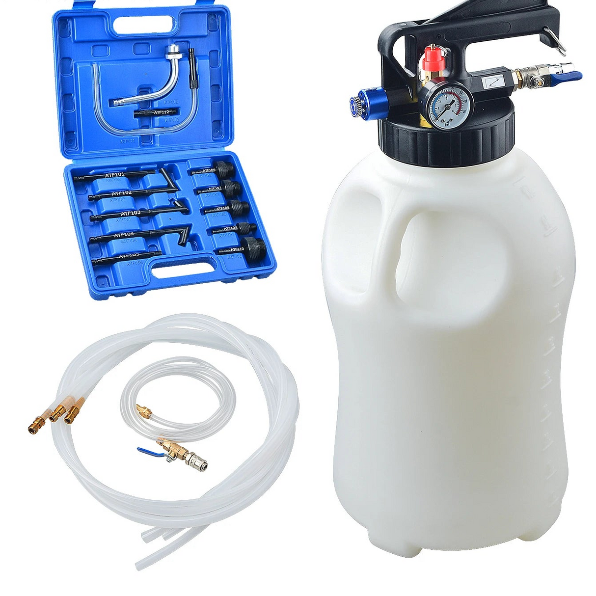 Bomba Neumática de Aceite 10L con Kit ATF 13 Piezas – Dispensador de Transmisión Profesional
