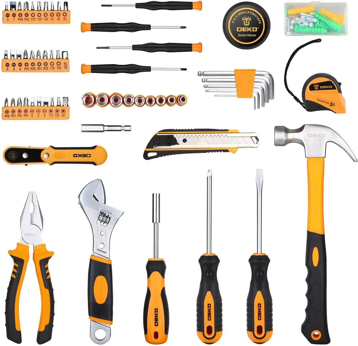 Maletín de Herramientas DEKO 100 Piezas – Kit Completo de Reparación para el Hogar con Caja