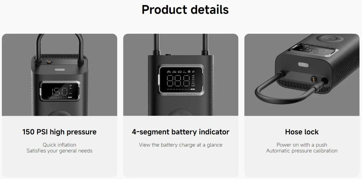 Compresor de aire portátil Xiaomi Mijia 2 / 2D / 2 Pro inflador eléctrico digital con detección de presión para neumáticos coche moto bicicleta