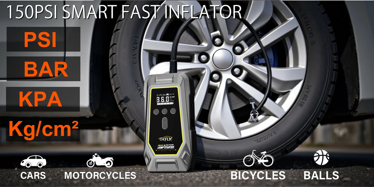 Arrancador de Coche 4 en 1 4000A con Compresor 150 PSI – Power Bank 59.2Wh e Inflador Digital 12V