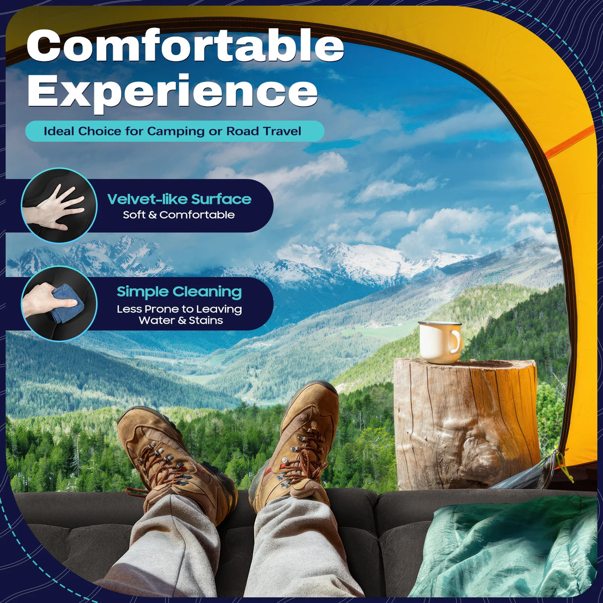 Cama Inflable para Coche con Bomba y Almohada – Colchón Hinchable Plegable Universal para Asiento Trasero, Cojín Flocado Portátil para Viajes