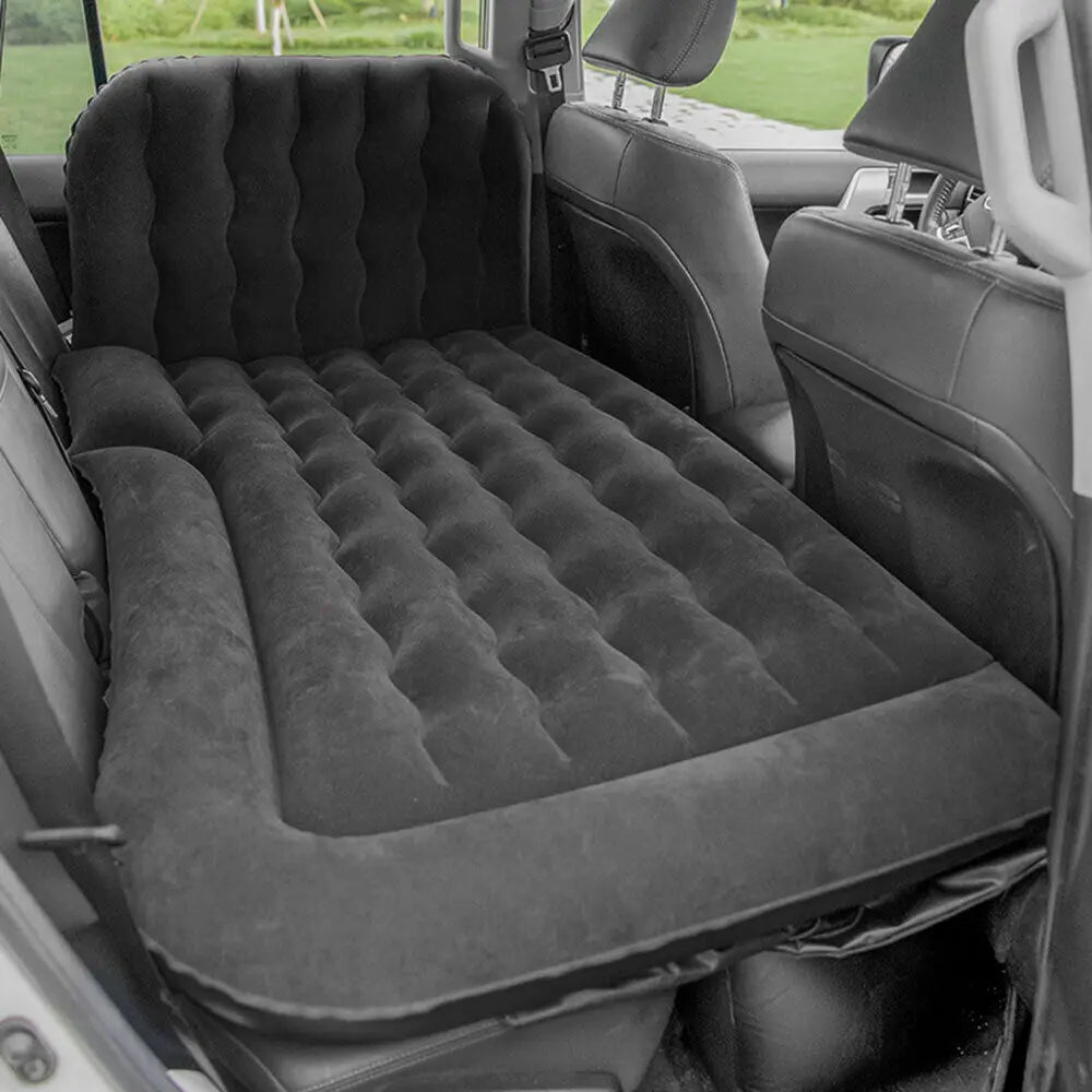 Cama Inflable para Coche con Bomba y Almohada – Colchón Hinchable Plegable Universal para Asiento Trasero, Cojín Flocado Portátil para Viajes