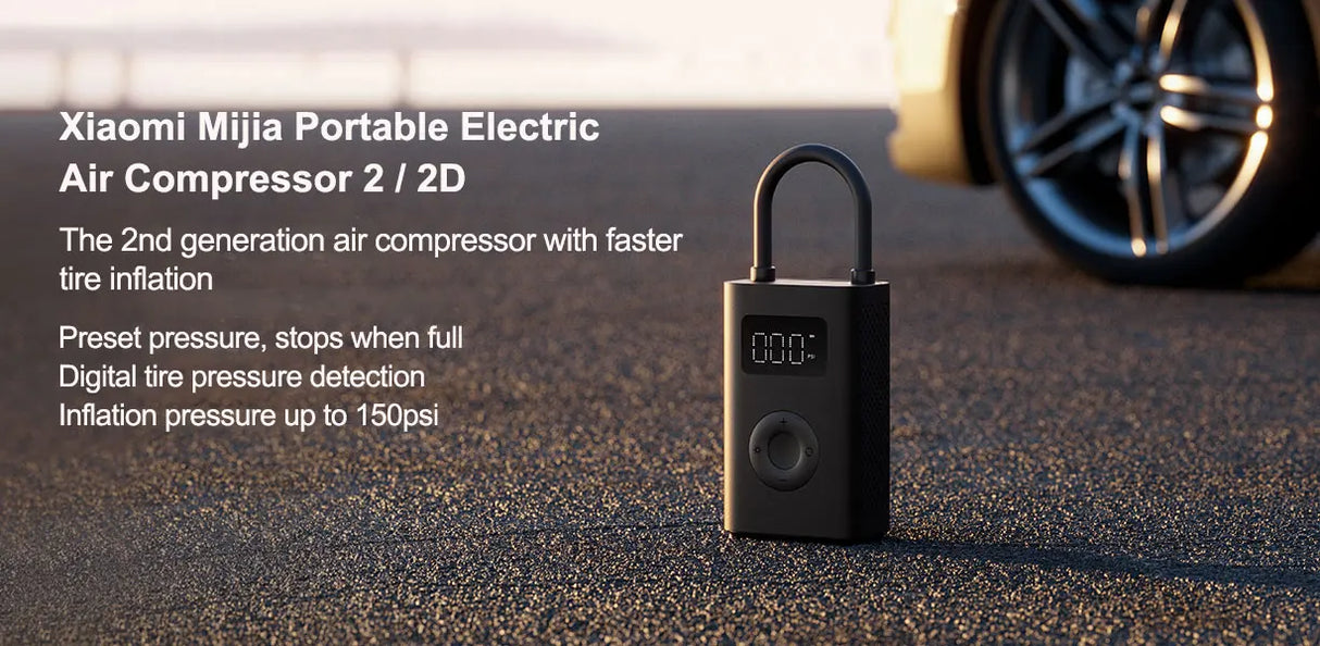 Compresor de aire portátil Xiaomi Mijia 2 / 2D / 2 Pro inflador eléctrico digital con detección de presión para neumáticos coche moto bicicleta