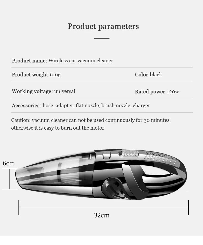 Aspiradora de mano inalámbrica, potente succión ciclónica, limpieza Interior de coche, portátil, recargable para pelo de mascotas en casa