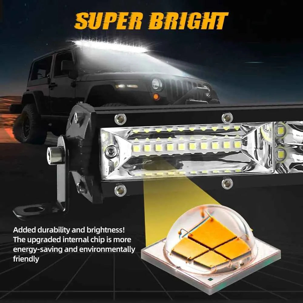 Barra LED UNISHINE 12D Slim 20-52” – Luz Off-Road 12V/24V para SUV y 4x4 con Haz Combinado Flood/Spot