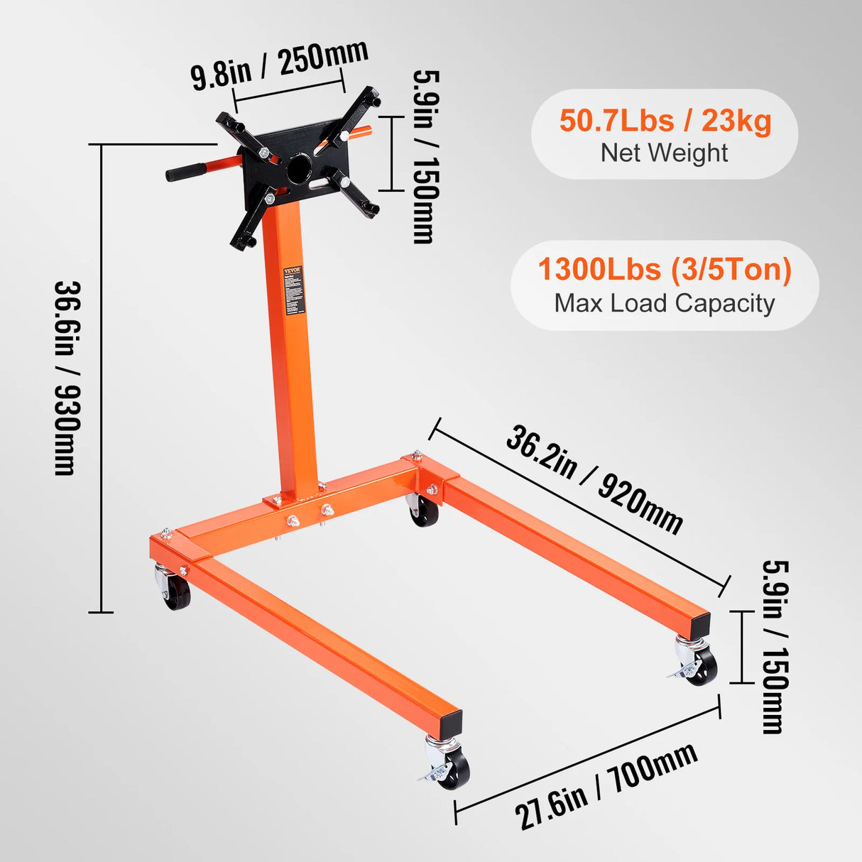 Soporte de Motor SucceBuy 750/1300/1500 lb – Caballete Giratorio 360° para Reparación de Vehículos
