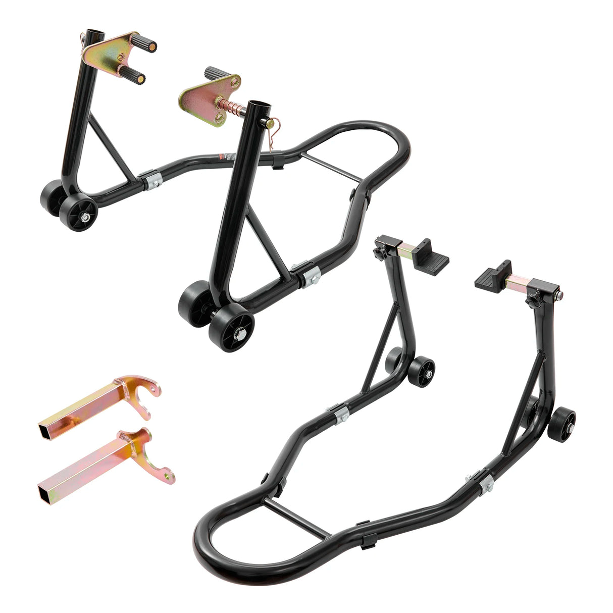 Soporte de Elevación para Motocicleta SucceBuy 850 lb – Caballete Delantero y Trasero Alta Resistencia, Soporte de Horquilla y Rueda Trasera para Mantenimiento