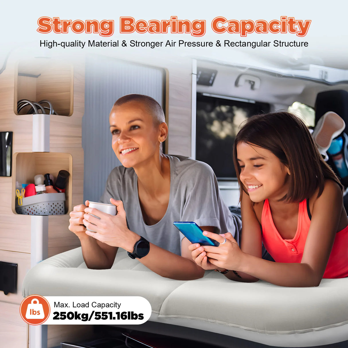 Cama Inflable para Coche con Bomba y Almohada – Colchón Hinchable Plegable Universal para Asiento Trasero, Cojín Flocado Portátil para Viajes