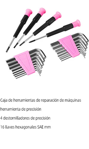 Maletín de Herramientas DEKO Rosa 62 Piezas – Kit Completo para Bricolaje, Hogar, Oficina y Coche