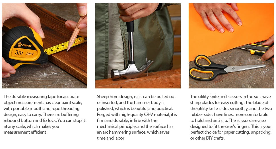 DEKO Kit de herramientas manuales de 50 piezas, material CR-V y S2 para reparación profesional de automóviles Juego de llaves de tubo de trinquete con casquillo
