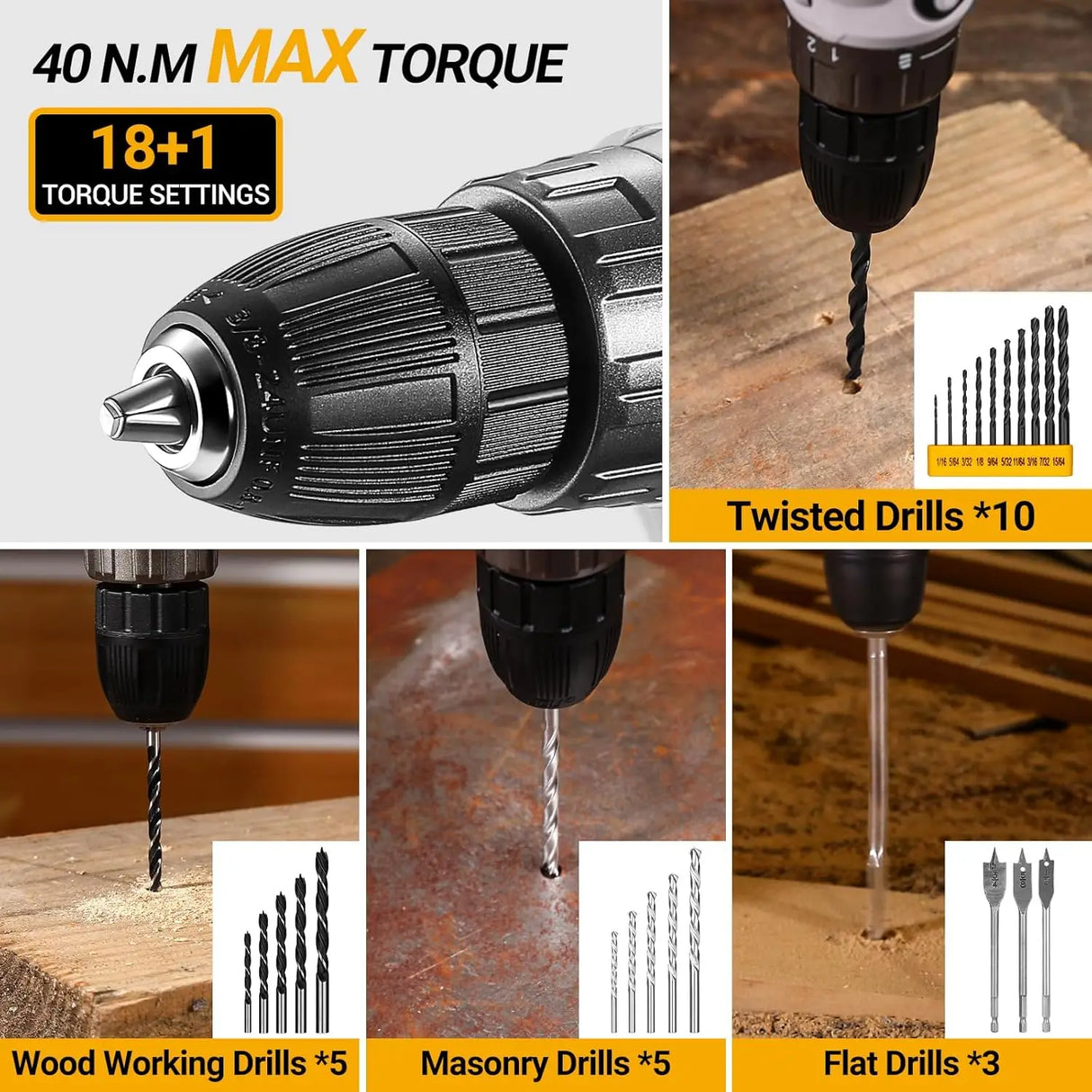 Maletín de Herramientas DEKO 186 Piezas con Taladro 20V – Kit Completo Profesional para Bricolaje