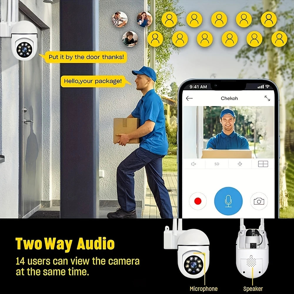 Cámara de seguridad WiFi inalámbrica 1080P HD Ease Life 2 unidades con visión nocturna en color, audio bidireccional y rotación 360° Pan/Tilt/Zoom para interior y exterior