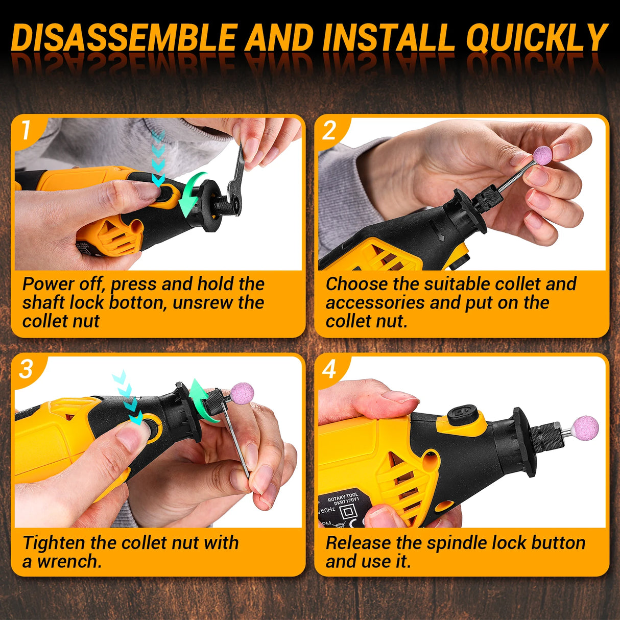 DEKO Kit de Herramientas Rotativas Eléctricas – Mini Multiherramienta para Madera y Metal (Amoladora y Perforadora)