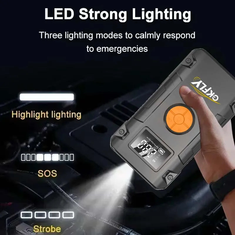Arrancador de Coche 4 en 1 4000A con Compresor 150 PSI – Power Bank 59.2Wh e Inflador Digital 12V