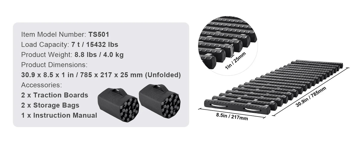 SucceBuy Placas de tracción de 10 toneladas con placas de recuperación de material PP para camioneta de vehículos todoterreno SUV RV par esteras de tracción de neumáticos
