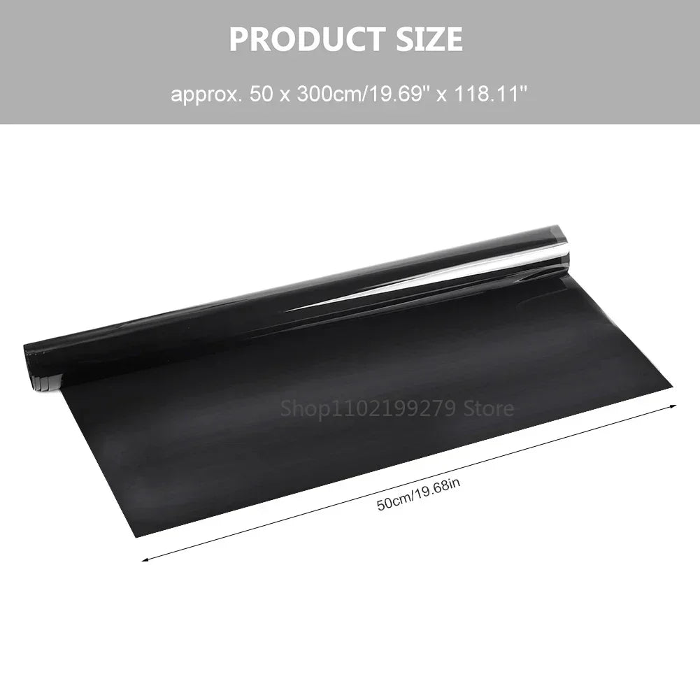 Lámina Tintada para Ventanas de Coche 50x300 cm – Negro 5%–70% VLT, Protección UV y Adhesivo Solar