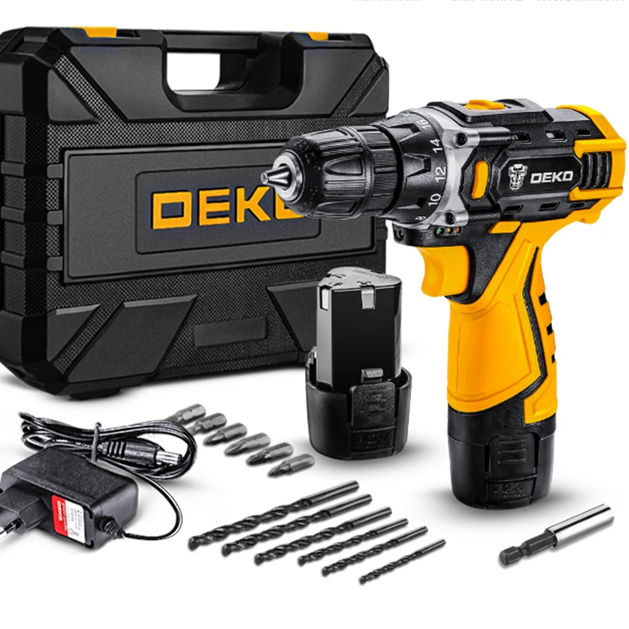 Taladro Inalámbrico DEKO 12V/16V/20V – Destornillador Eléctrico con Batería Litio para Bricolaje