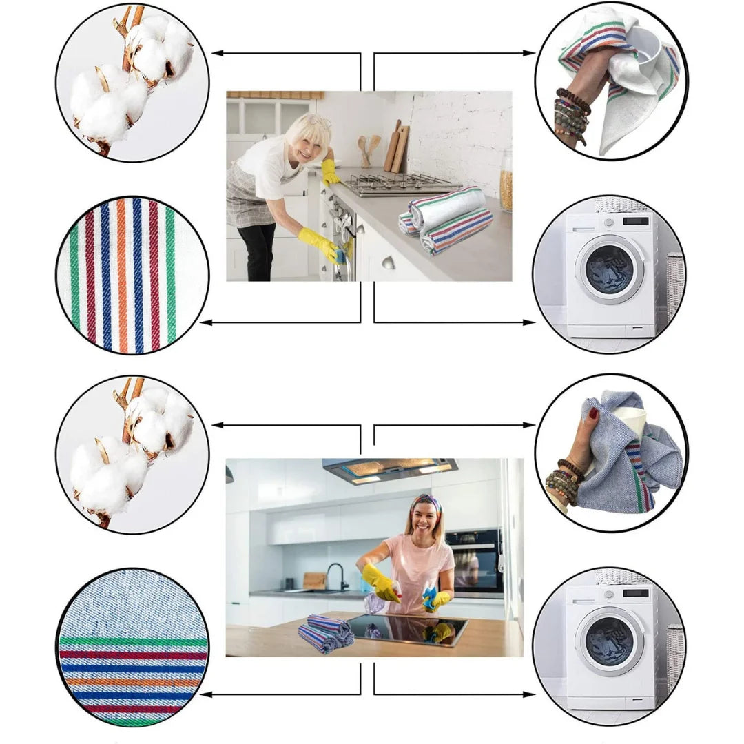Paños de Cocina KROWN 3/6/12 Unidades – 80% Algodón, Absorbentes y Resistentes Made in Spain