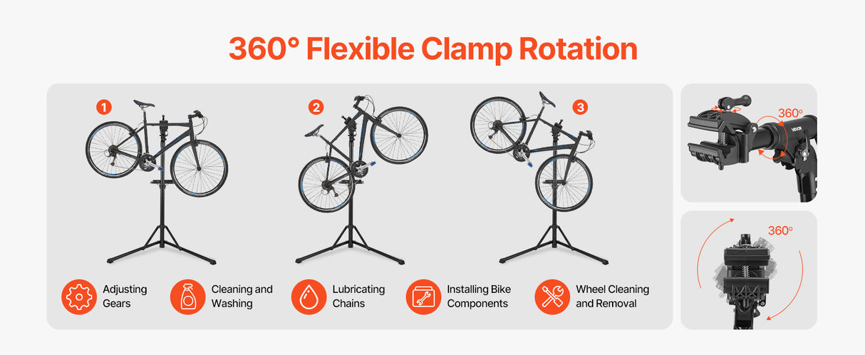 Soporte de Reparación de Bicicletas SucceBuy Plegable – Caballete de Trabajo Ajustable Alta Resistencia (30-50 kg), Soporte de Mantenimiento para MTB y Bicicleta de Carretera